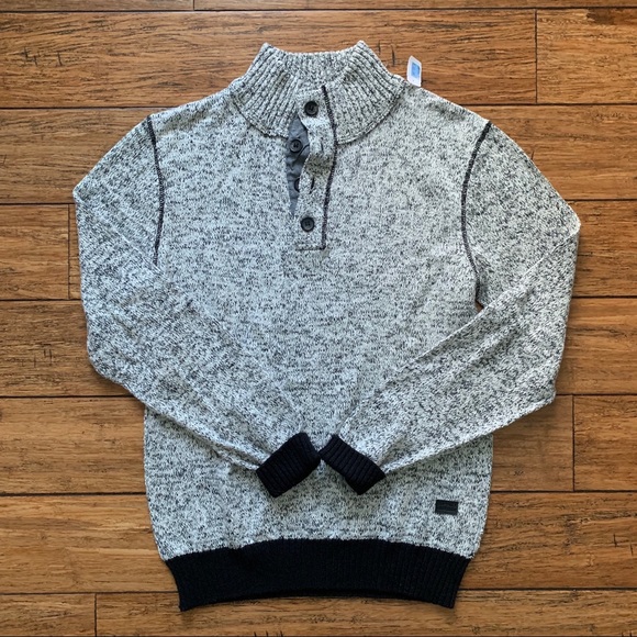 Buffalo David Bitton Other - Grey Marled Button Turtleneck Sweater Black Trim Buffalo David Bitton Other - Grey Marled Button Turtleneck Sweater Black Trim